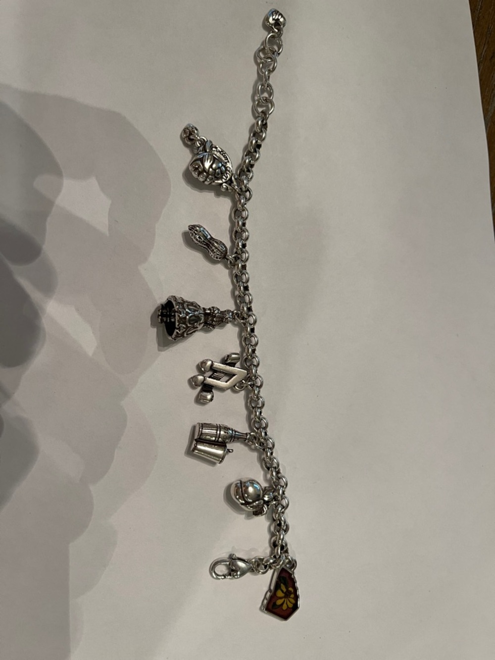 Brighton Silver Charm Bracelet with Enamel Flower Accent